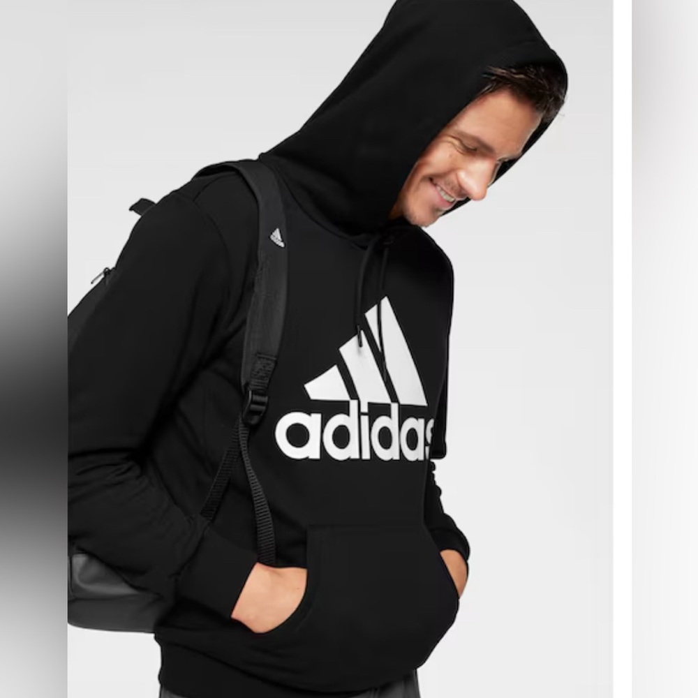Adidas Black Hoodie with White printed logo